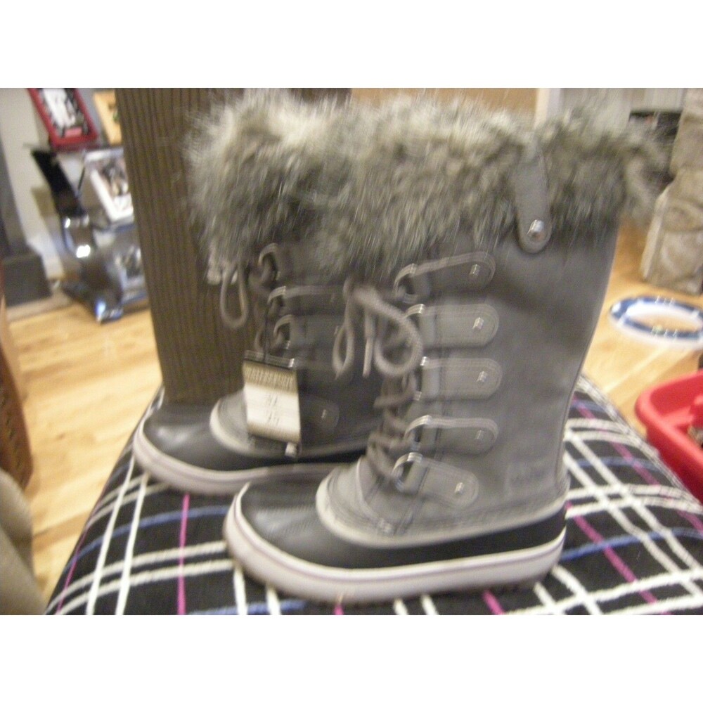 New Womens Quarry Gray & Black Sorel Joan Of Artic Boots, Size 6